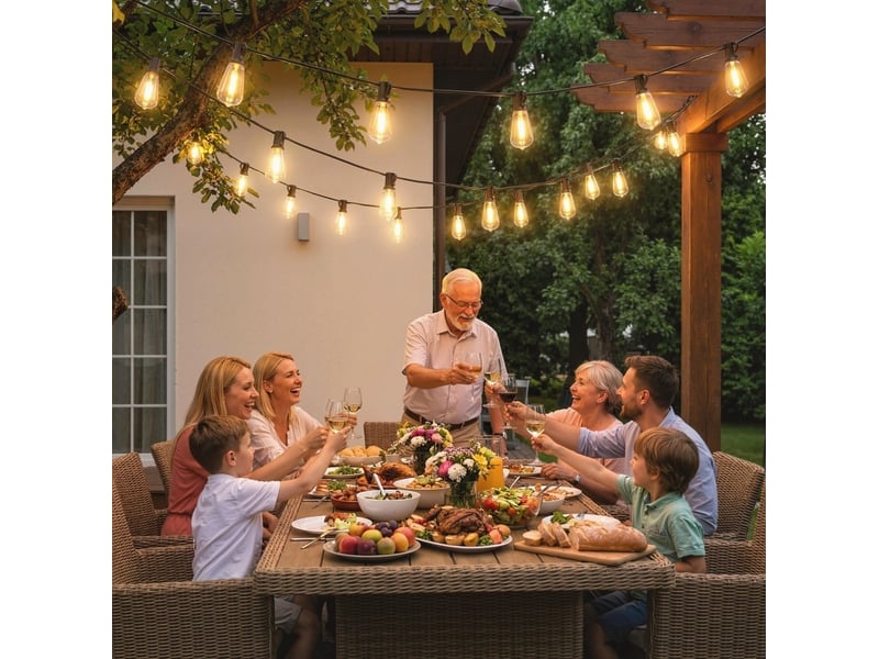  Guirlande lumineuse led connectable 18 m noire en plastique, 50 ampoules st38, intérieur et extérieur  - Conforama B