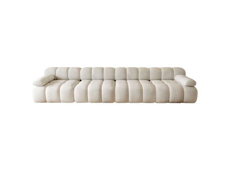Canapé compressé 4 places 400 × 100 × 68 cm en chenille blanche - Conforama A