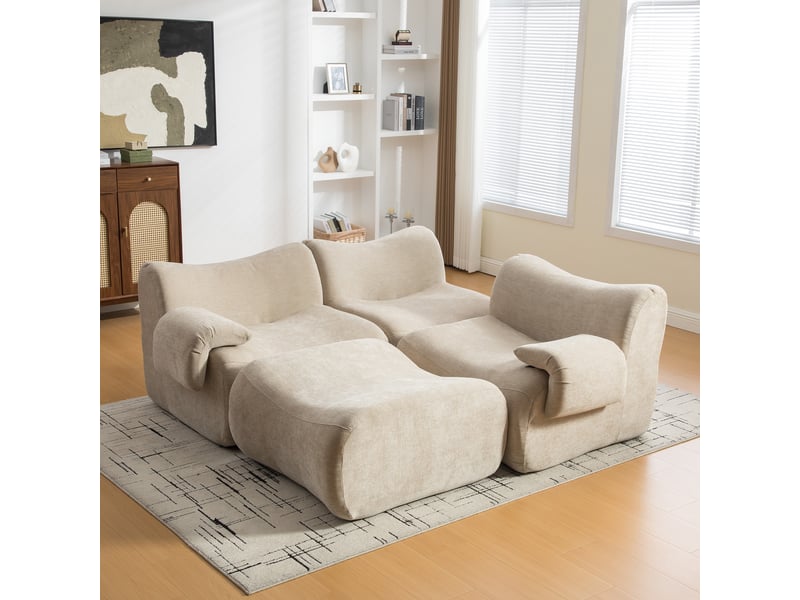  Canapé modulable en chenille compressé 3 places - sans montage, confort moelleux  - Conforama W