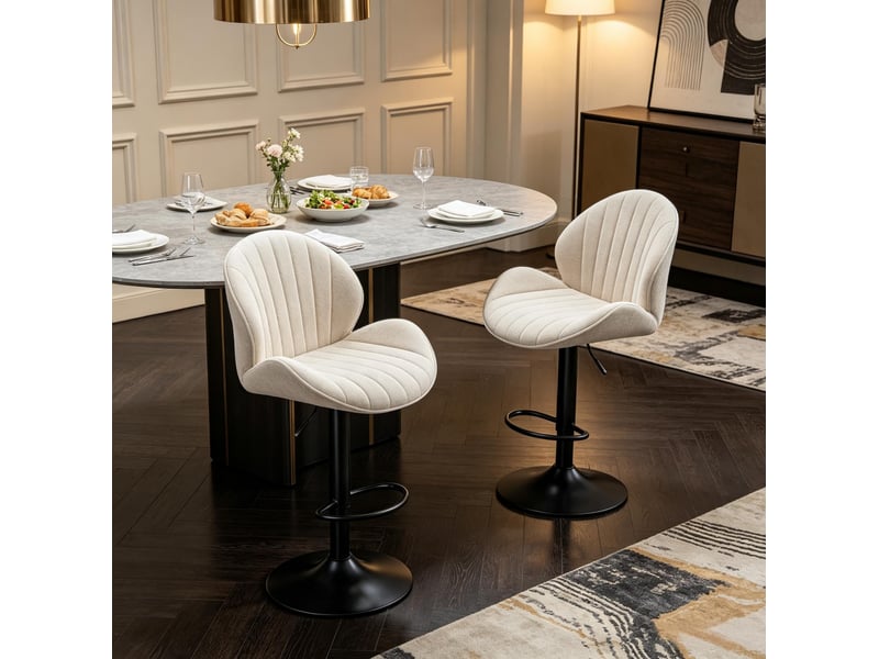  Lot de 2 tabourets de bar réglables en hauteur avec dossier homvra  - Conforama B