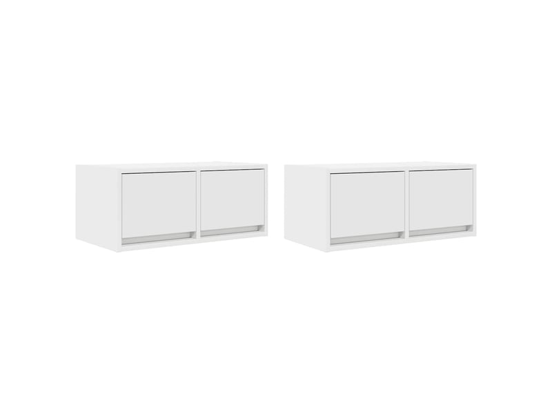  Lot de 2 meuble tv bas salon blanc 60x31x25,5 cm bois d'ingénierie shl52777  - Conforama A