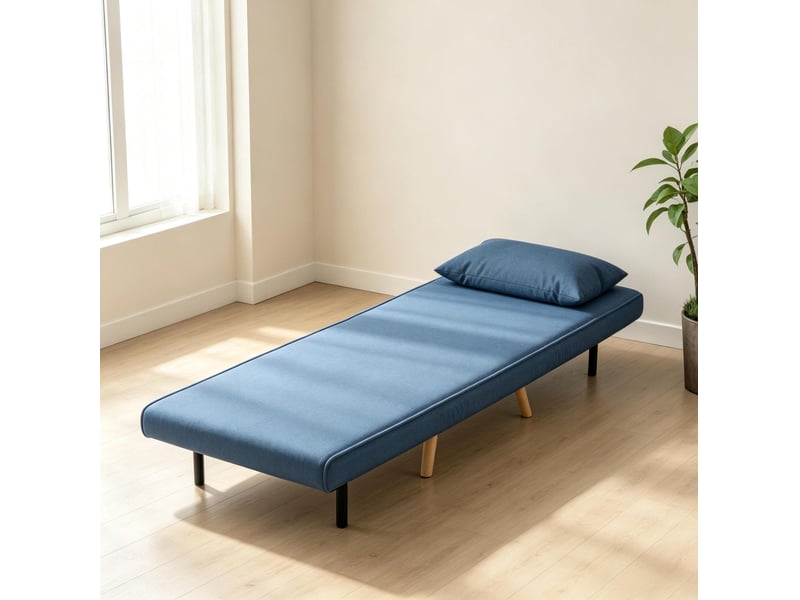  Fauteuil convertible 1 place bleu, dossier réglable 5 positions, lit 195 x 72 cm  - Conforama E
