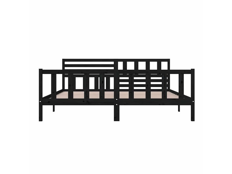  Lit double- lit adulte -  cadre de lit sans matelas noir bois massif 200x200 cm  - Conforama D