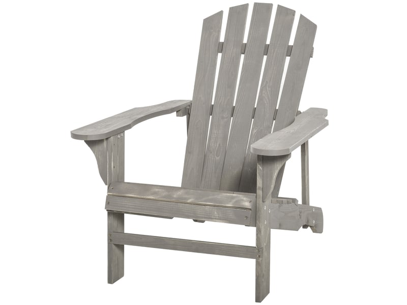  Fauteuil de jardin, chaise de jardin, bois, 78x89x88cm, gris  - Conforama A