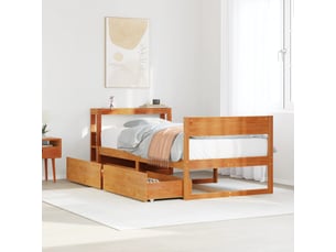 Lit adulte, lit simple, cadre de lit sans matelas marron 100x200cm bois pin massif cf13207