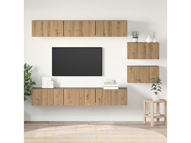Ensemble meuble tv ; banc tv ; armoire tv 8 pcs chêne artisanal 60 x 30 x 30 cm  - Conforama C