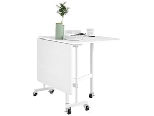 Table de salle à manger pliante pour 4 à 6 personnes avec roulettes et rallonges rabattables, table de cuisine pliante 120 x 80 x 73 cm, blanche