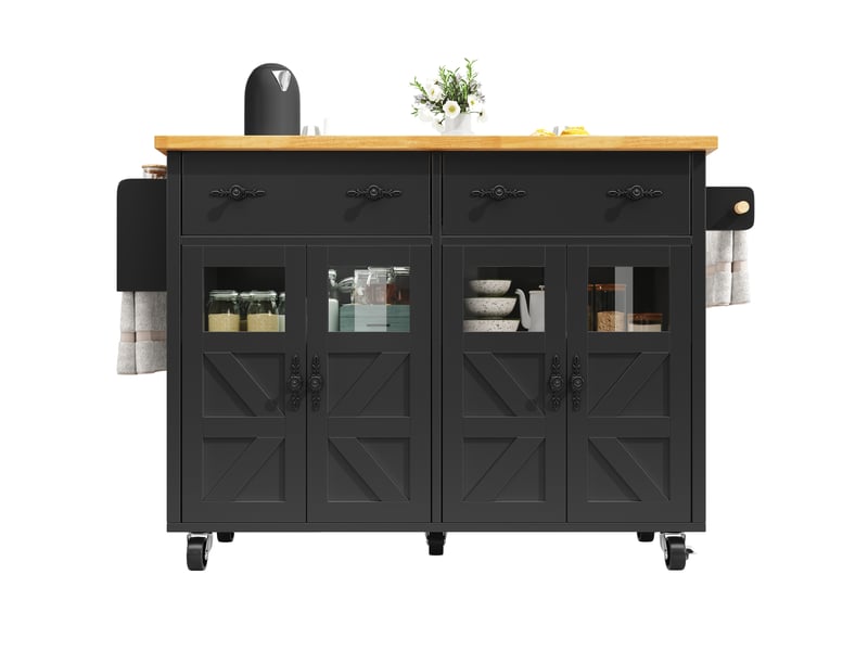  Desserte 4 portes 2 tiroirs coloris noir mdf desserte noir - Conforama A