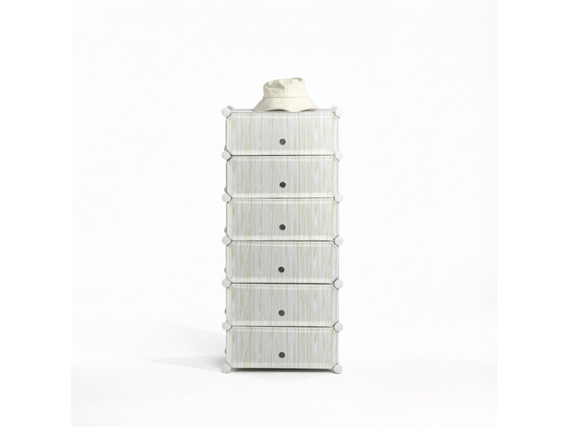  Armoire à chaussures modulable 49 x 36,5 x 108 cm blanche en polypropylène, 6 compartiments à portes  - Conforama A