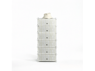 Armoire à chaussures modulable 49 x 36,5 x 108 cm blanche en polypropylène, 6 compartiments à portes