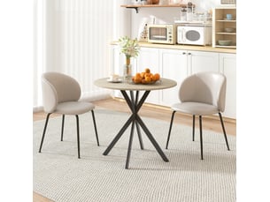 Table de salle à manger pour 2 personnes avec plateau rond et pieds en acier en x, style industriel, en bois, chêne