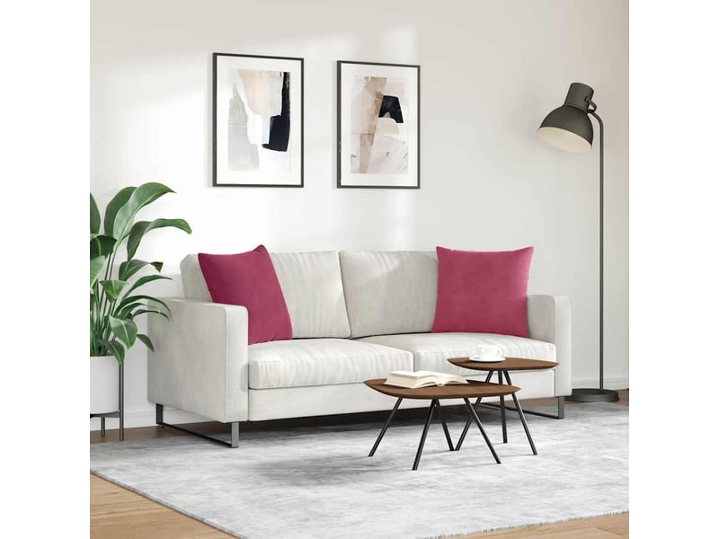  Lot de 2 coussins de canapé, coussins décoratifs bordeaux 50 x 50 cm cf59030  - Conforama D