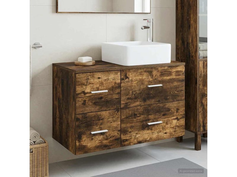 Ensemble de mobilier de salle de bain 2 pcs chêne fumé shl9571 - Conforama B