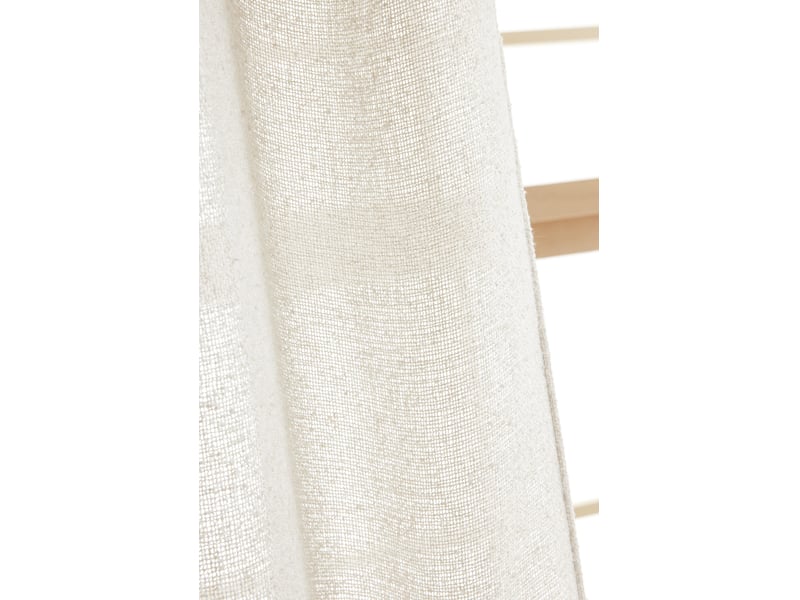 Rideau ajustable + 8 anneaux pince 140 x 270 cm polyester fils teints effet chambray dua sable 15664 - Conforama D
