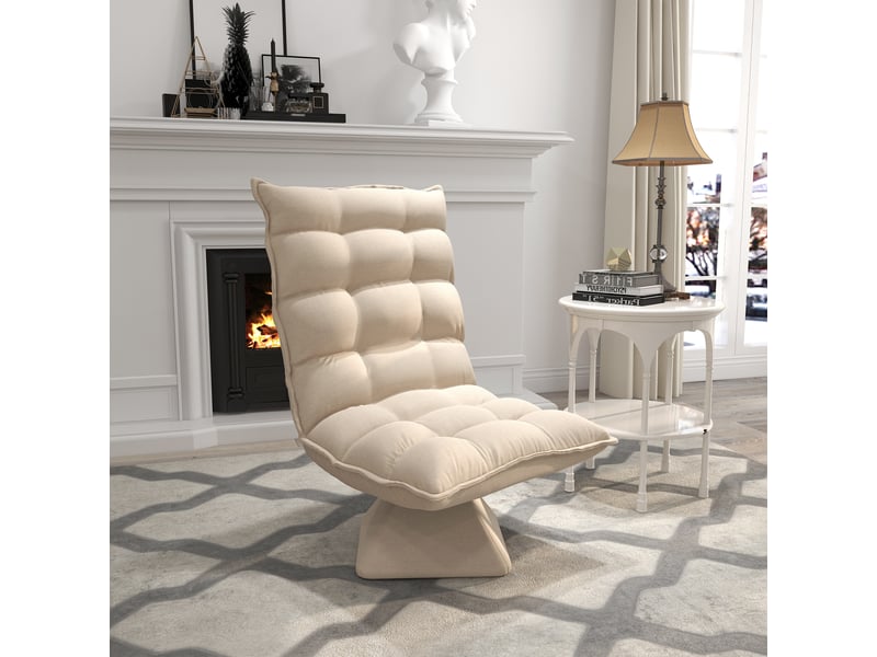  Fauteuil relax grand confort pivotant inclinaison réglable 5 niv. Épais garnissage mousse haute densité tissu velours microfibre beige 839-423V00BG - Conforama D
