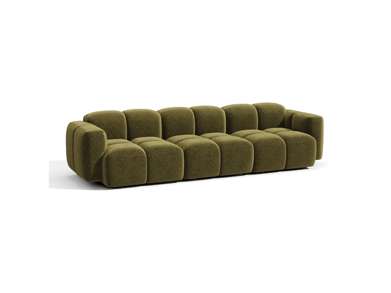  Canapé modulable 4 places en velours texturé moss MOSS - Conforama A