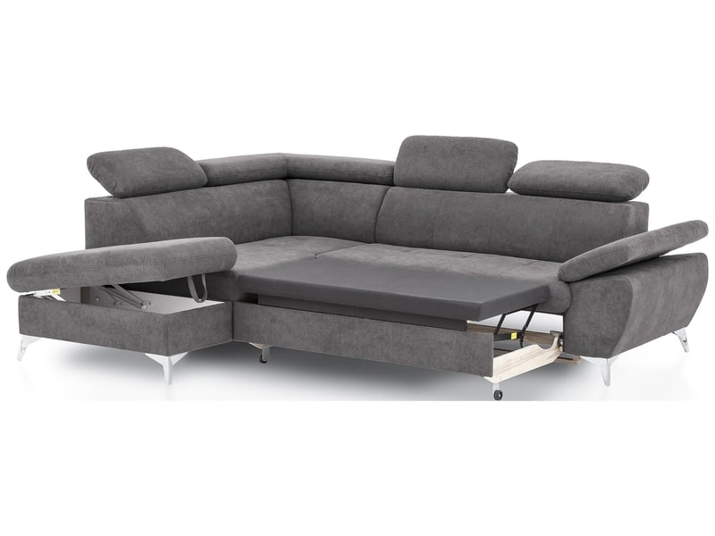 Canapé d'angle gauche convertible 4 places en tissu ALLY 2 coloris gris - Conforama D