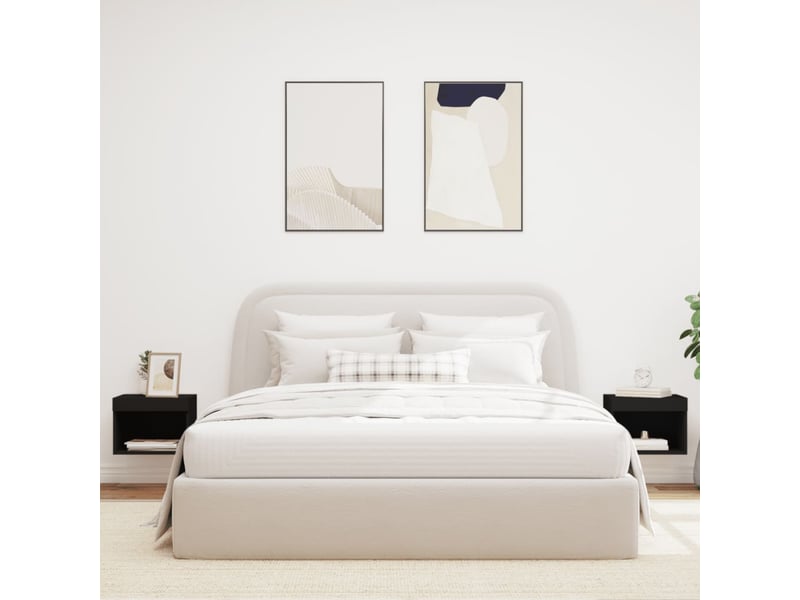 Lot de 2 table de chevet mural avec lumières led noir - Conforama C