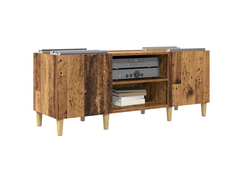  Meuble à vinyles, meuble de rangement salon 121 x 38 x 48 cm bois d'ingénierie bois ancien  - Conforama C