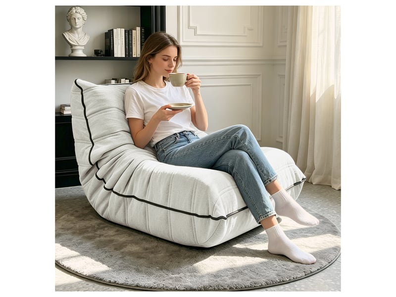  Fauteuil poire caterpillar de sol avec dossier, pour salon et chambre  - Conforama B