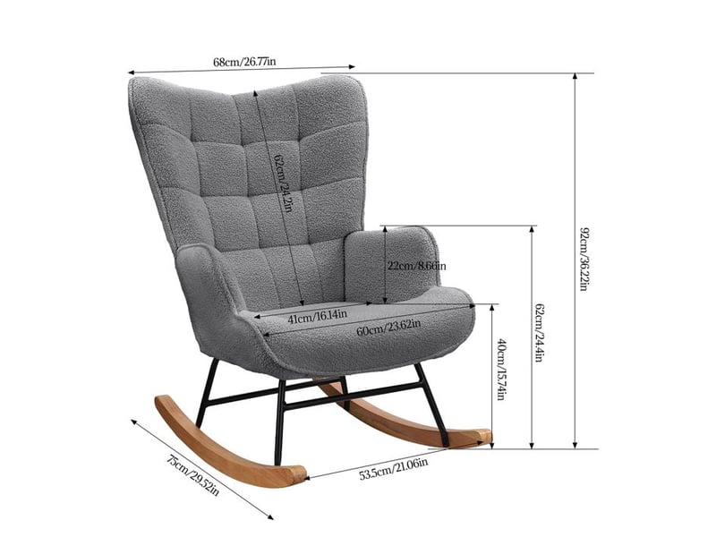 Fauteuil à bascule de salon - anajqaqia - gris foncé - velours peluche  - Conforama C