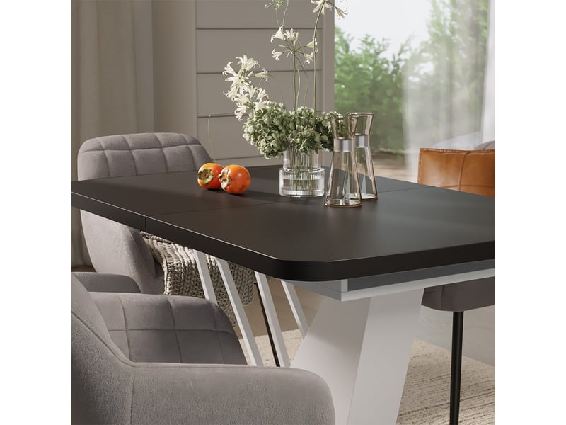  Vicco ensemble de table à manger, noirblanc, 120x80cm avec 4 chaises de salle à manger  - Conforama D