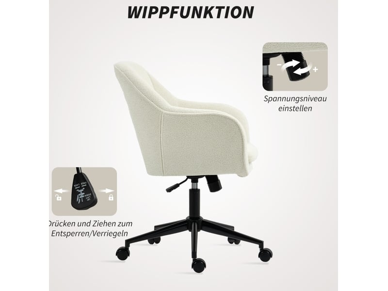 Chaise de bureau beige en polyester avec hauteur réglable et fonction bascule - Conforama D
