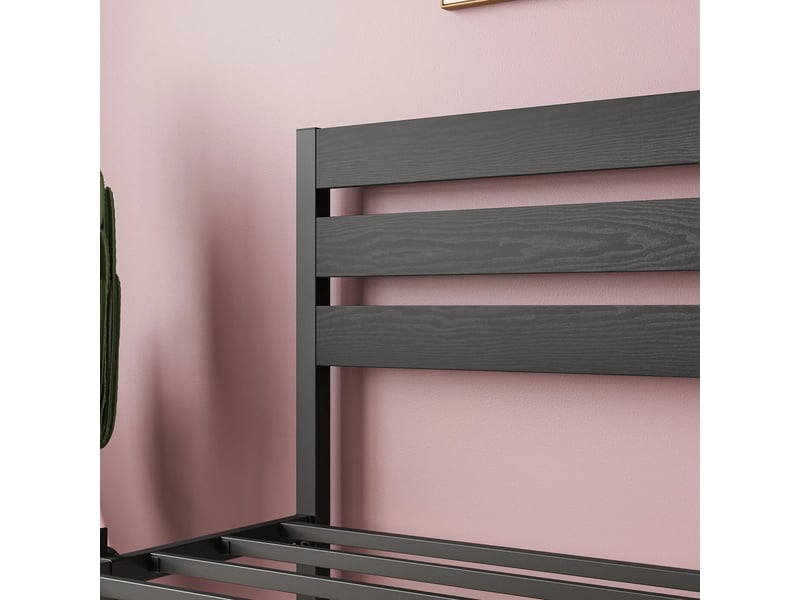 Lit 90x200 cm en métal, solide et durable, grand espace de rangement sous le lit,noir - Conforama W