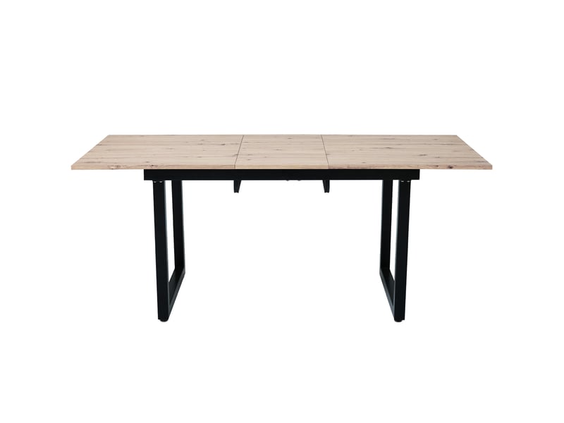  Table à manger extensible 140180 x 80 x 75 cm, effet bois naturel et noir, mdf et métal Fay Lum - Conforama W