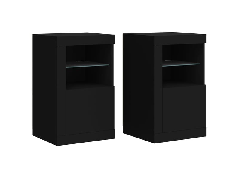  Armoires latérales et lumières led 2 pcs noir bois d'ingénierie  - Conforama A