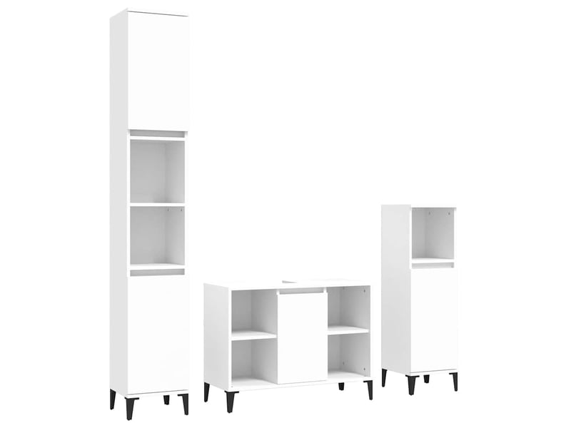  Ensemble de meubles salle de bain 3 pcs blanc bois d'ingénierie cf63939  - Conforama A