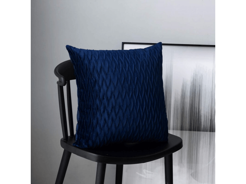  Lot de 2 housses coussin en velours 45 x 45 cm pour salon canapé，housses coussin carrés de motif uni décoration chambre, bleu marin  - Conforama E
