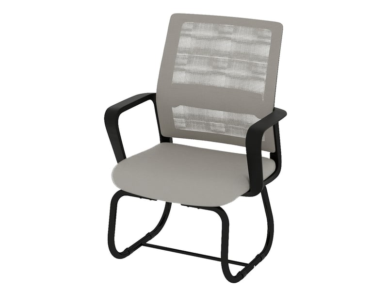  Chaise avec accoudoirs et dossier en maille gris et noir sur pied luge IKSETERA TRADING LTD - Conforama A