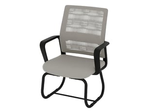 Chaise avec accoudoirs et dossier en maille gris et noir sur pied luge