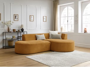 Canapé d'angle droit fixe BOBOCHIC ROUSSEAU 4 places Tissu Jaune