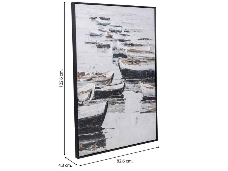  Tableau peint à la main avec cadre en bois noir 83x4x123h cm  - Conforama C