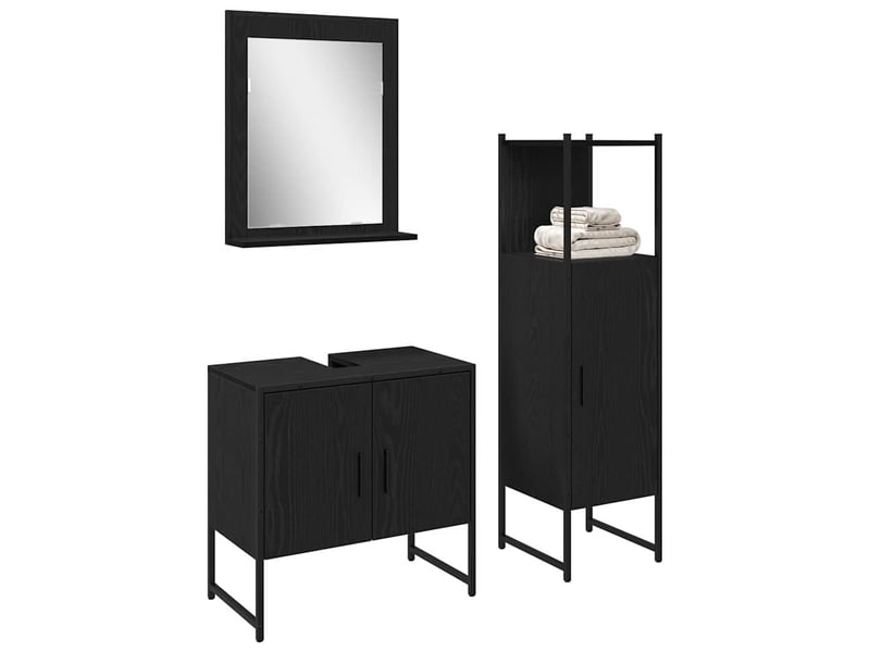 Ensemble de mobilier de salle de bain 3 pc noir cf64411 - Conforama C