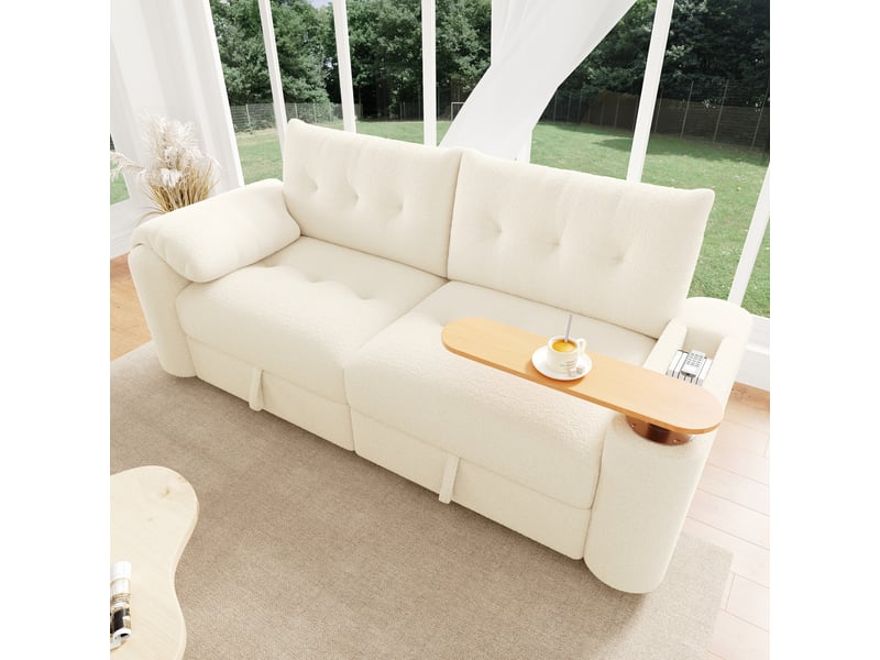  Canapé convertible, canapé-lit, 3 places, beige, adapté à l'espace de vie, mobilier pour espace de vie, pour salon et séjour  - Conforama R