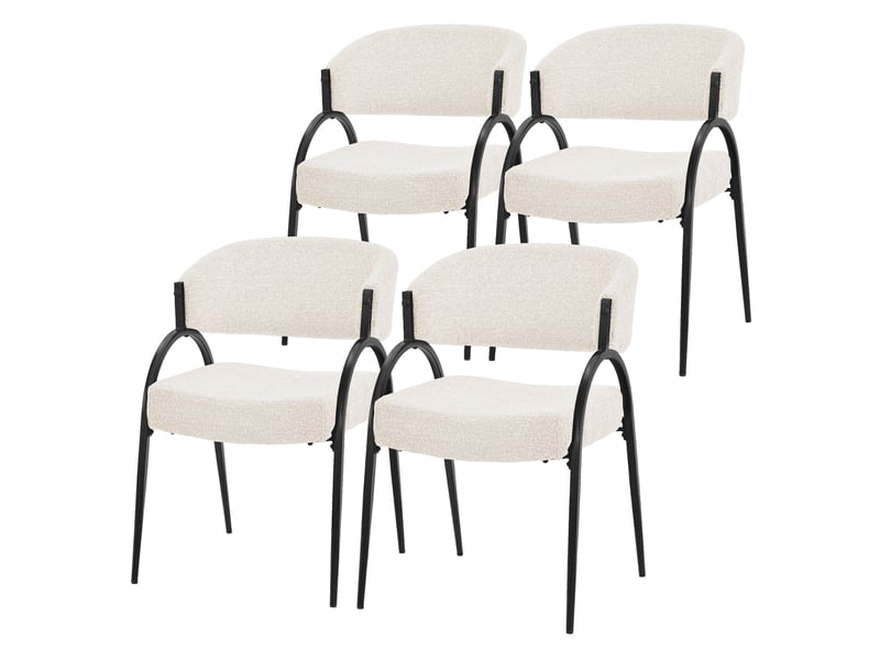 Ml-design lot de 4 chaises de salle à manger rembourrées en tissu bouclé, avec accoudoirs et dossier incurvée, cadre en acier, rembourrage confortable, pour salon cuisine bureau, 120 kg, beige ECD Germany GmbH - Conforama A