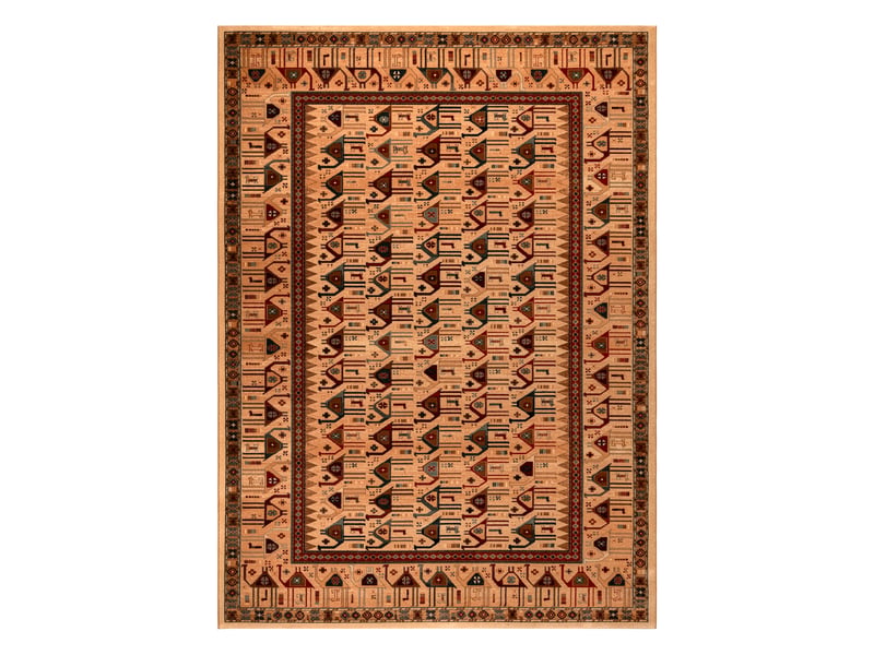  Tapis en laine kashqai 4304 101 oriental, cadre couleur saumon   vert 160x240 cm  - Conforama B