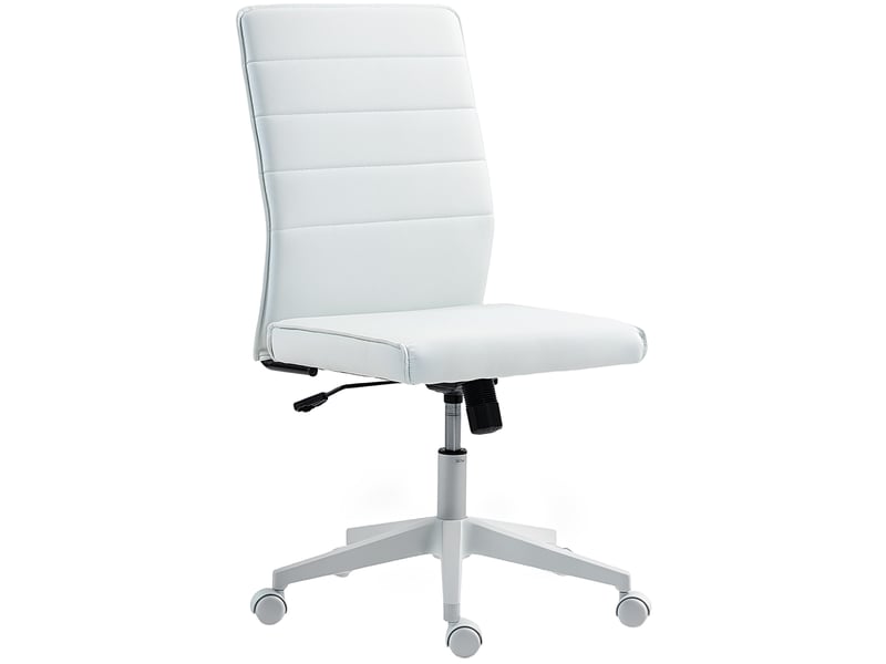  Chaise de bureau ergonomique et réglable avec dossier incurvé, en similicuir et acier, 58 x 53 x 97-107 cm, blanche  - Conforama B