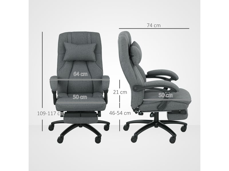  Fauteuil de bureau massant, interface usb, roulettes pivotantes, gris foncé  - Conforama E