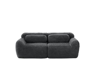 Canapé modulable 2 places gris anthracite, canapé d'angle sans cadre avec rangement intégré, tissu peluche doux pour salon contemporain