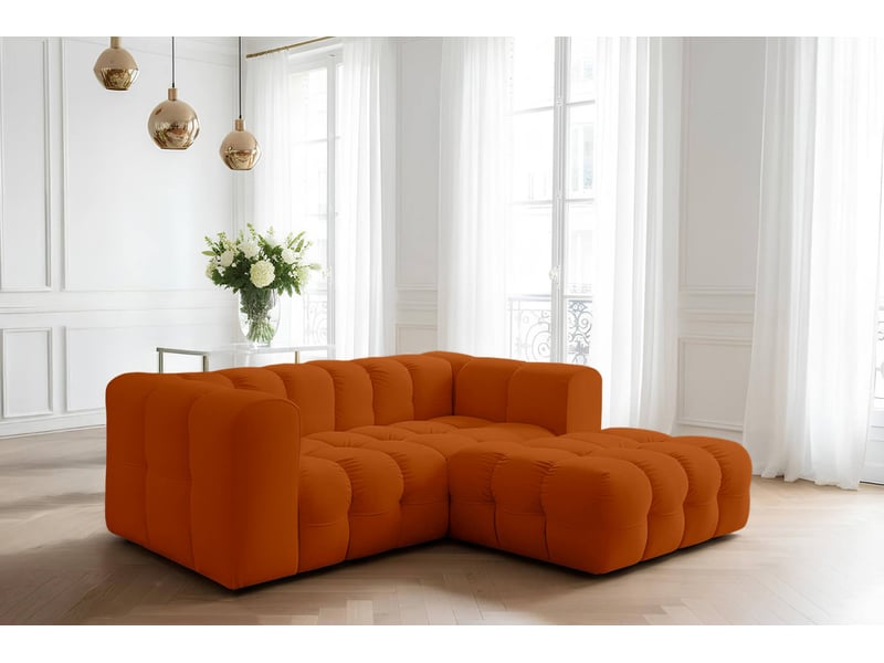  Canapé d'angle droit miloe mini 3 places en velours - terracotta MILOE - Conforama B