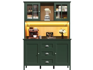 Buffet haut modenvie 120 x 40 x 179 cm avec portes vitrées led vert
