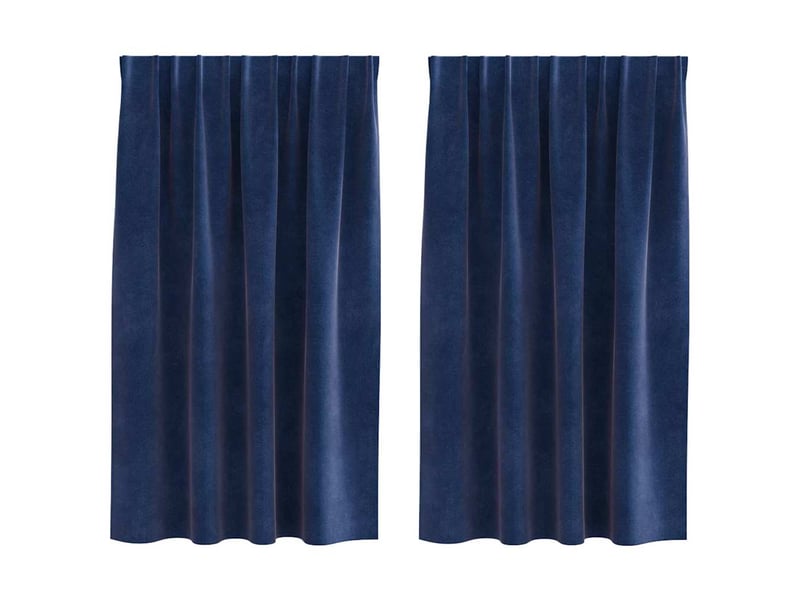  Lot de 2 rideaux, rideaux de fenêtre bleu foncé 140 x 140 cm velours cf43985  - Conforama A
