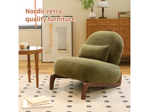 Fauteuil d'accent 72.2x86.9x69.9cm – chaise de salon sans accoudoirs avec coussin moelleux et oreiller lombaire – tissu de chenille - vert