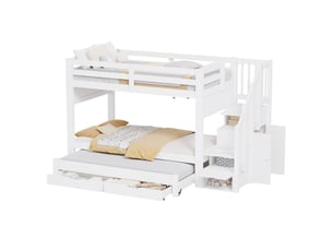 Lit superposé 90x200 cm <strong>MODENVIE</strong>  <strong></strong> coloris blanc