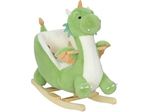 Jouet à bascule dinosaure 65x38x72 cm – vert – sons interactifs, harnais 3 points et assise enveloppante