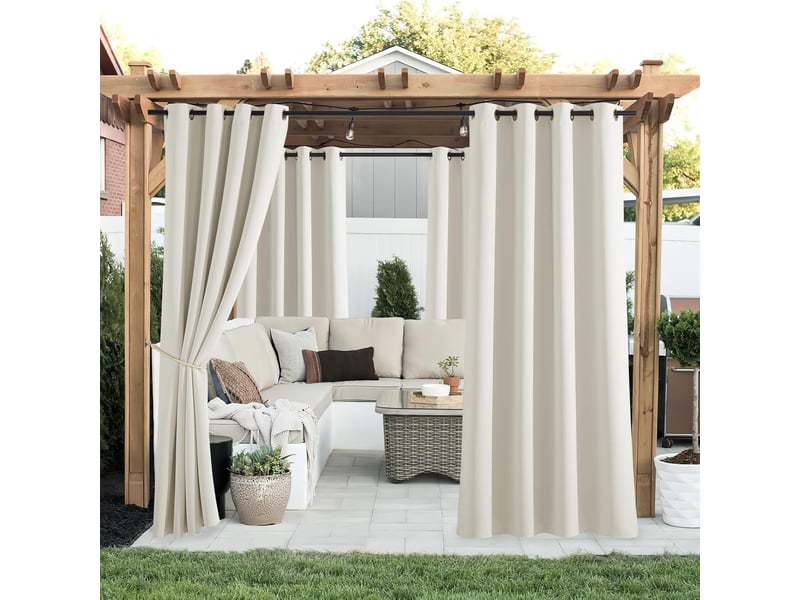  Rideaux d'extérieur - lot de 2 rideaux occultants thermiques à œillets, isolation thermique terrasse et décoration extérieure, l 132 x h 213 cm,  - Conforama B